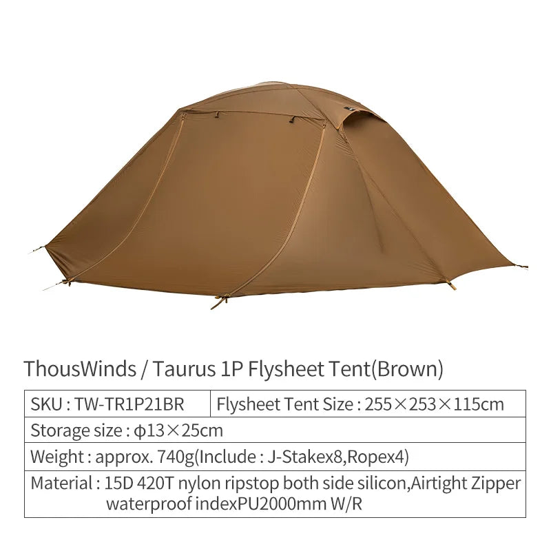 Thous Winds Taurus 1 People Camping Tent Ultralight Hiking Tent Backpack Outdoor Cot Tent 15D Nylon Ripstop Both Side Silicon
