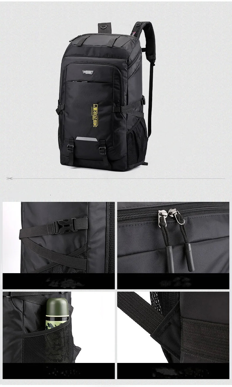 60L 80L Hiking Camping Backpack Nylon Waterproof Large Capacity Luggage Rucksack Men Women Outdoor Climbing Travel Sports Bag