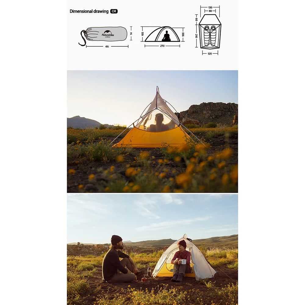 Naturehike Cloud Up 2 Camping Tent 1-2 Person Nylon 20D Travel Tent Waterproof Portable Hiking Backpacking Tent Ultralight