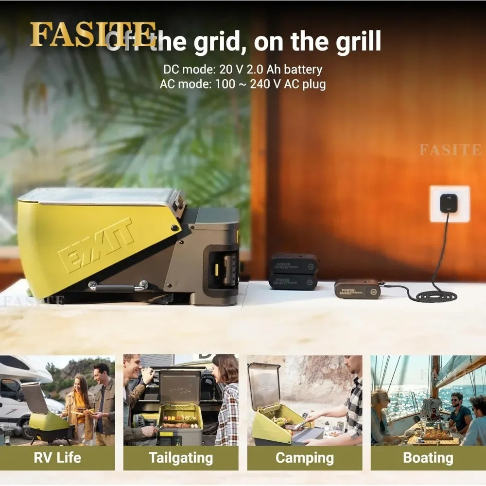 Green Portable Pellet Grill, Camping Stove, Battery-Powered Lightweight Compact Pellet Smoker