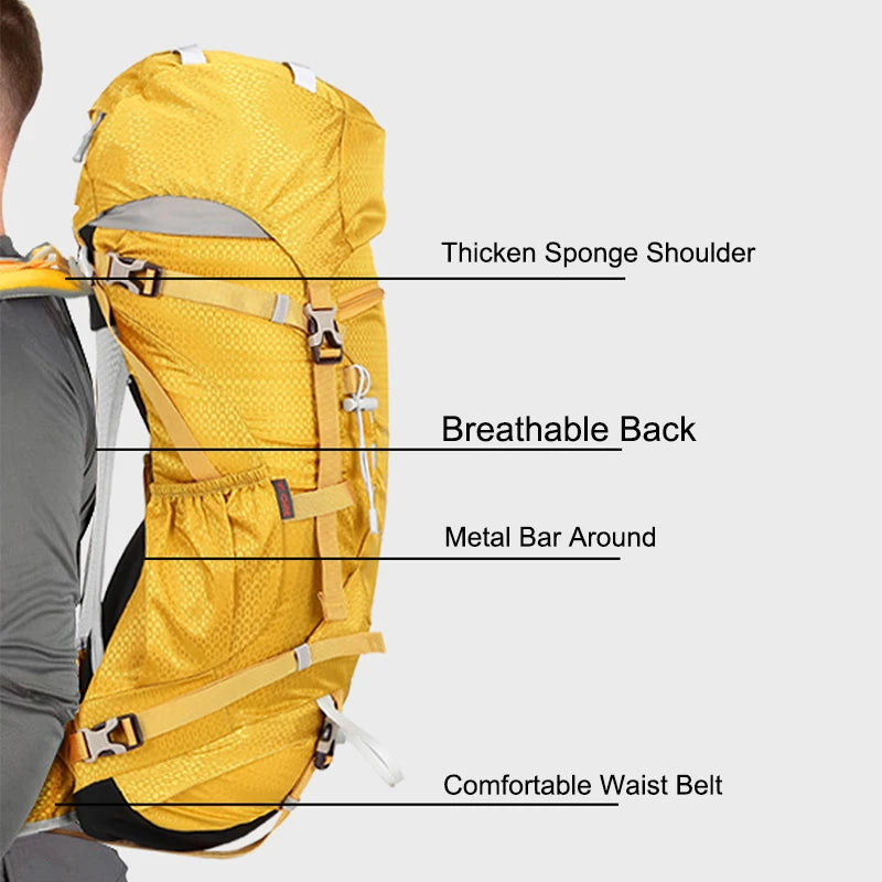 35+5L Expandable Hiking Backpack Lightweight Water-Resistant Trekking Bag with Breathable Back System Outdoor Camping, Travel
