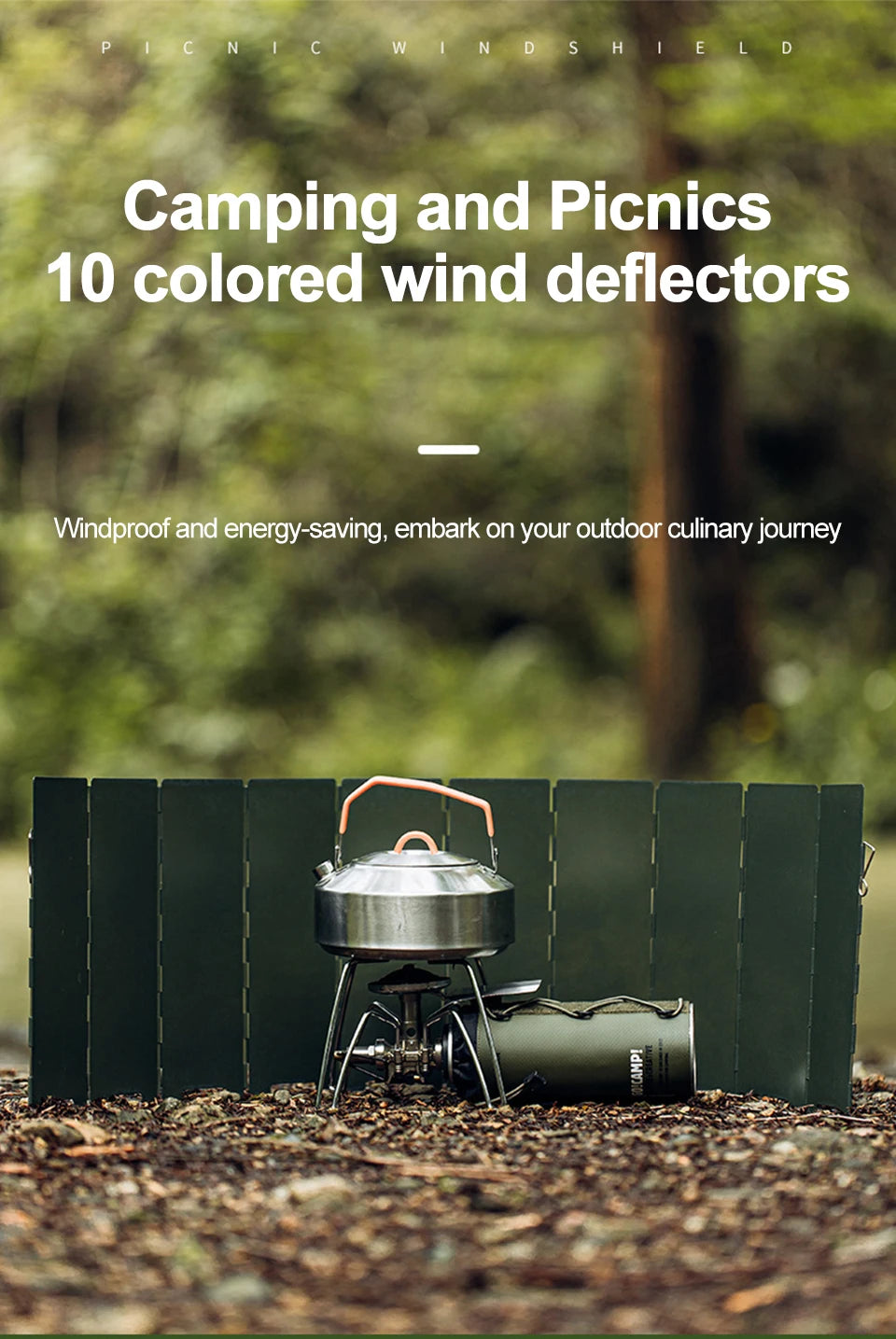 10 Plates Foldable Gas Stove Windshield Outdoor Camping Picnic Cooking Burner Windproof Screen Camping Outdoor Stove Wind Shield