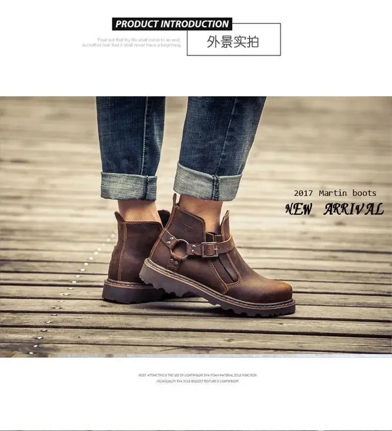 Retro leather boots for motorcycles durable men boots couple's short shoes motorcycle safety equipment motorcycle shoes