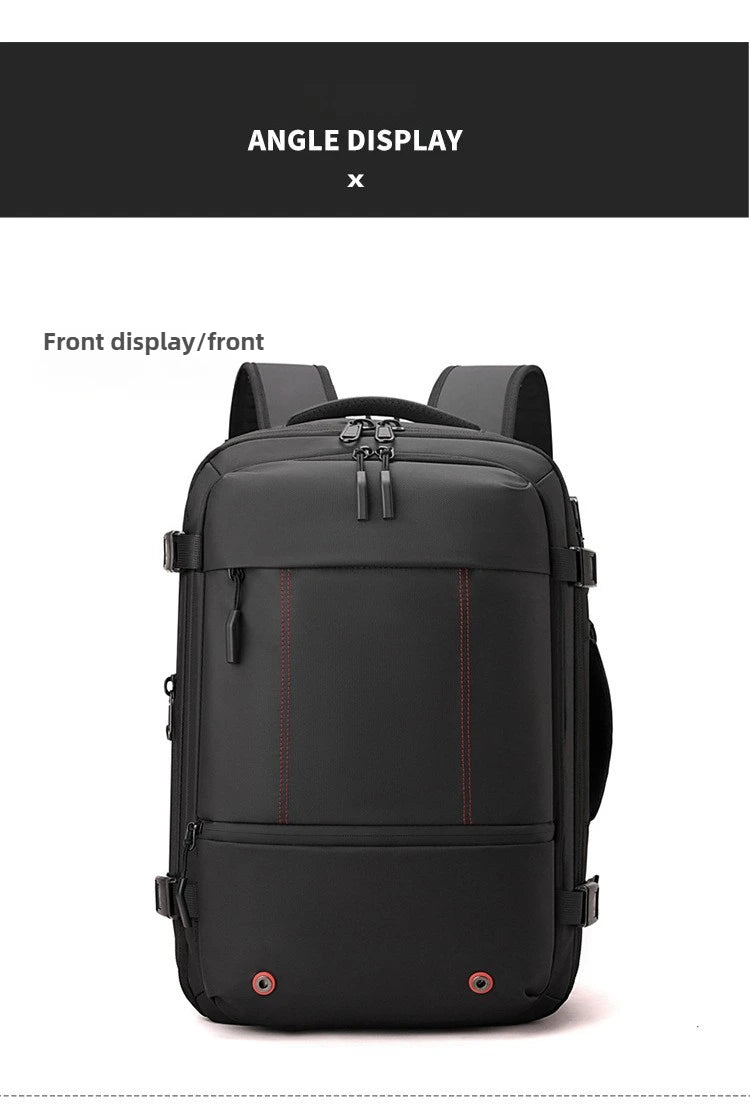 Vacuum Compression Backpack 35L Expandable, Travel Hiking Laptop Bag with Waterproof Cover, Lightweight Daypack for Outdoor