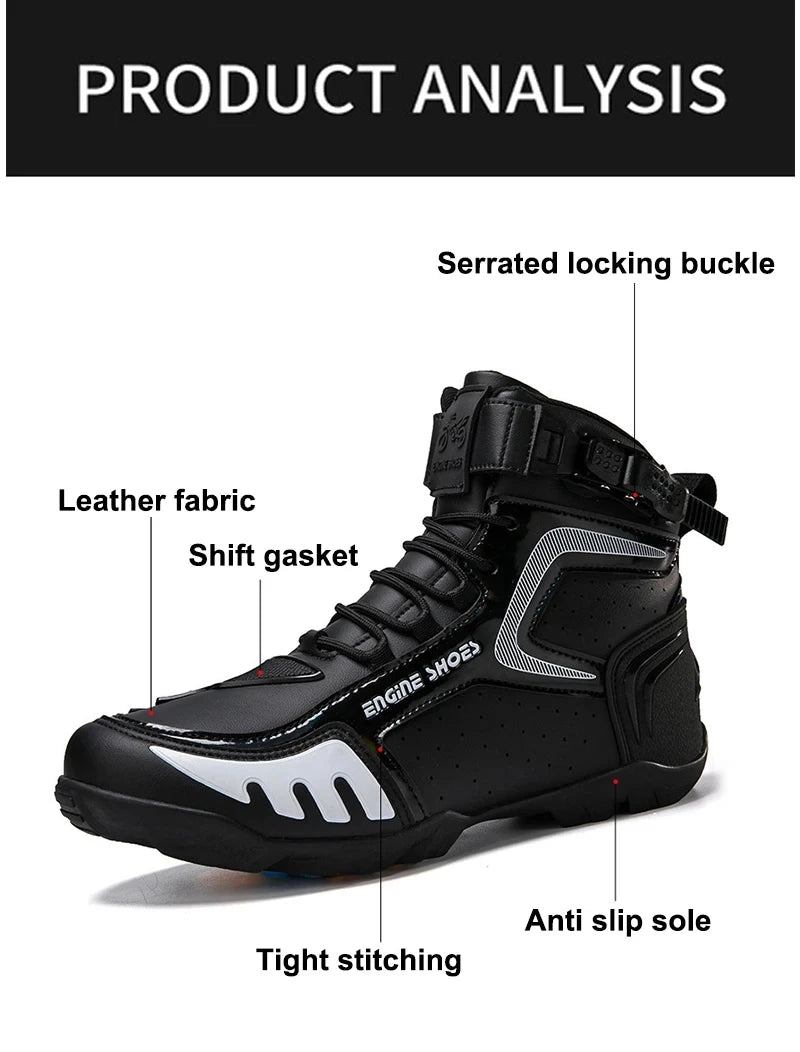 Men Motorcycle Boots Breathable Anti-fall Riders Motorbike Shoes TPU Protection Anti Slip Men's Motocross Bike Riding Boot