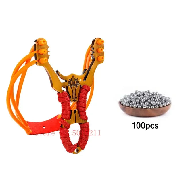 Powerful Alloy Slingshot Set Steel Balls Catapult Slingshot Bow Bag with 2 Rubber Bands Outdoor Hunting