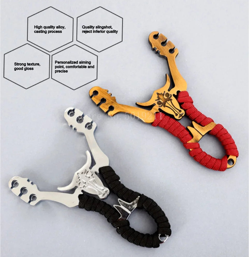Powerful Alloy Slingshot Set Steel Balls Catapult Slingshot Bow Bag with 2 Rubber Bands Outdoor Hunting