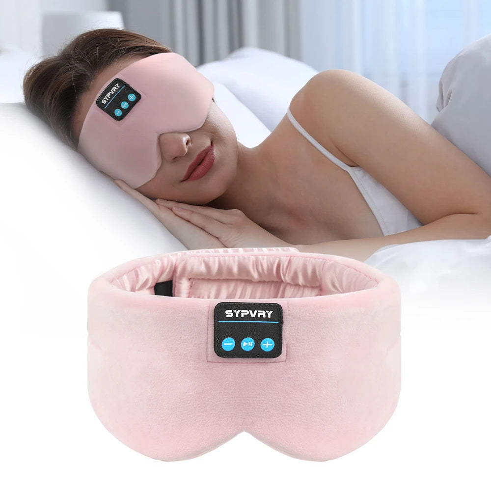 Soft Sleep Mask Bluetooth Wireless Headphones, Sleeping Headphones Adjustable Music Eye Mask Silk for Sleeping Meditation