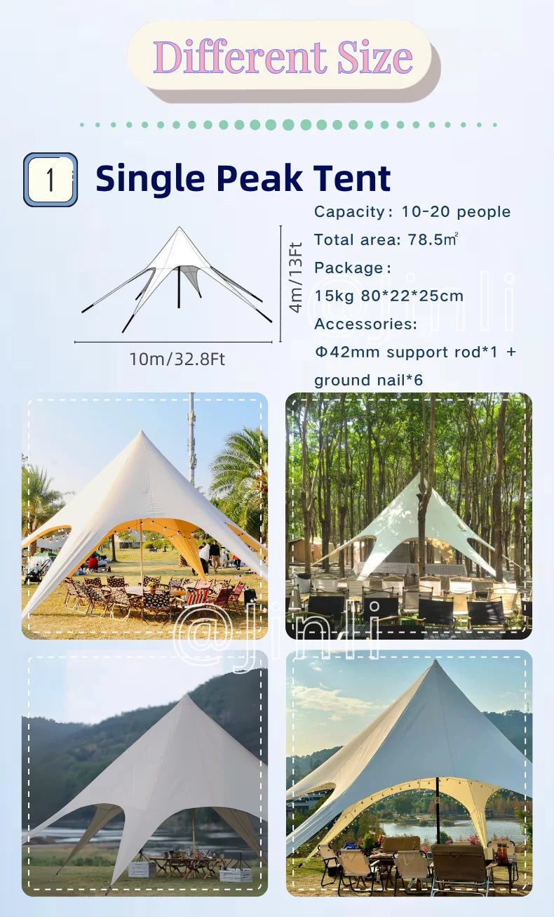 Single Double Pole Star Canopy Tents Octopus Canopy Thicken 900D Oxford Cloth Shape Stretch Canopy Outdoor Peaks Starshade Tents