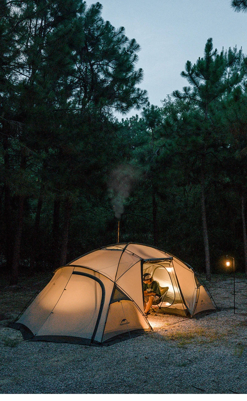 Naturehike Shandi 2.0 Tunnel Dome Tent for 4 Person Family Outdoor Camping Double Layers Waterproof 30D polyester Hiking Tents