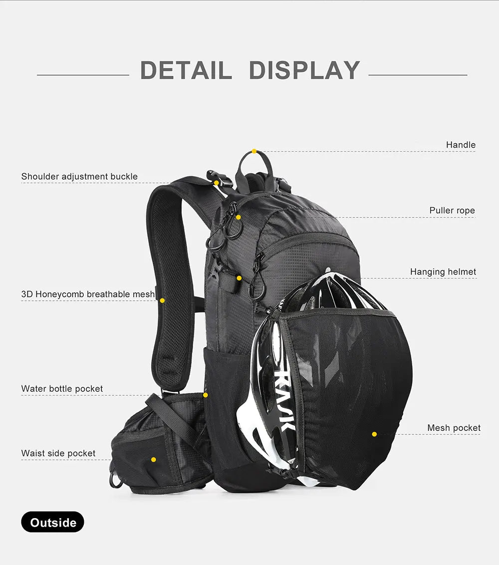 Rhinowalk Climbing Backpack 12L Cycling Backpack Outdoor Sports Bag Travel Backpack Camping Hiking Backpack WIthi Water Bag