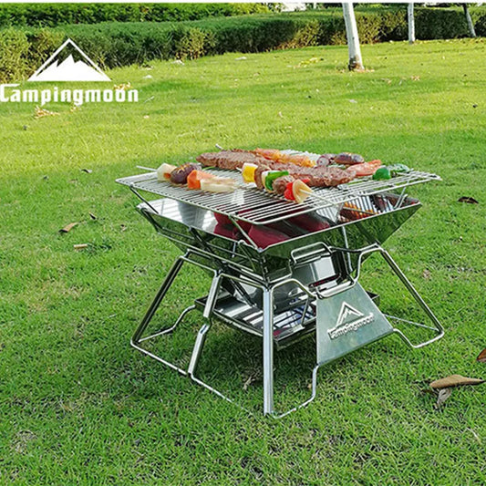 Camping Picnic BBQ Grill Campingmoon MT-2 Portable Folding Charcoal Stove 2-3 Person
