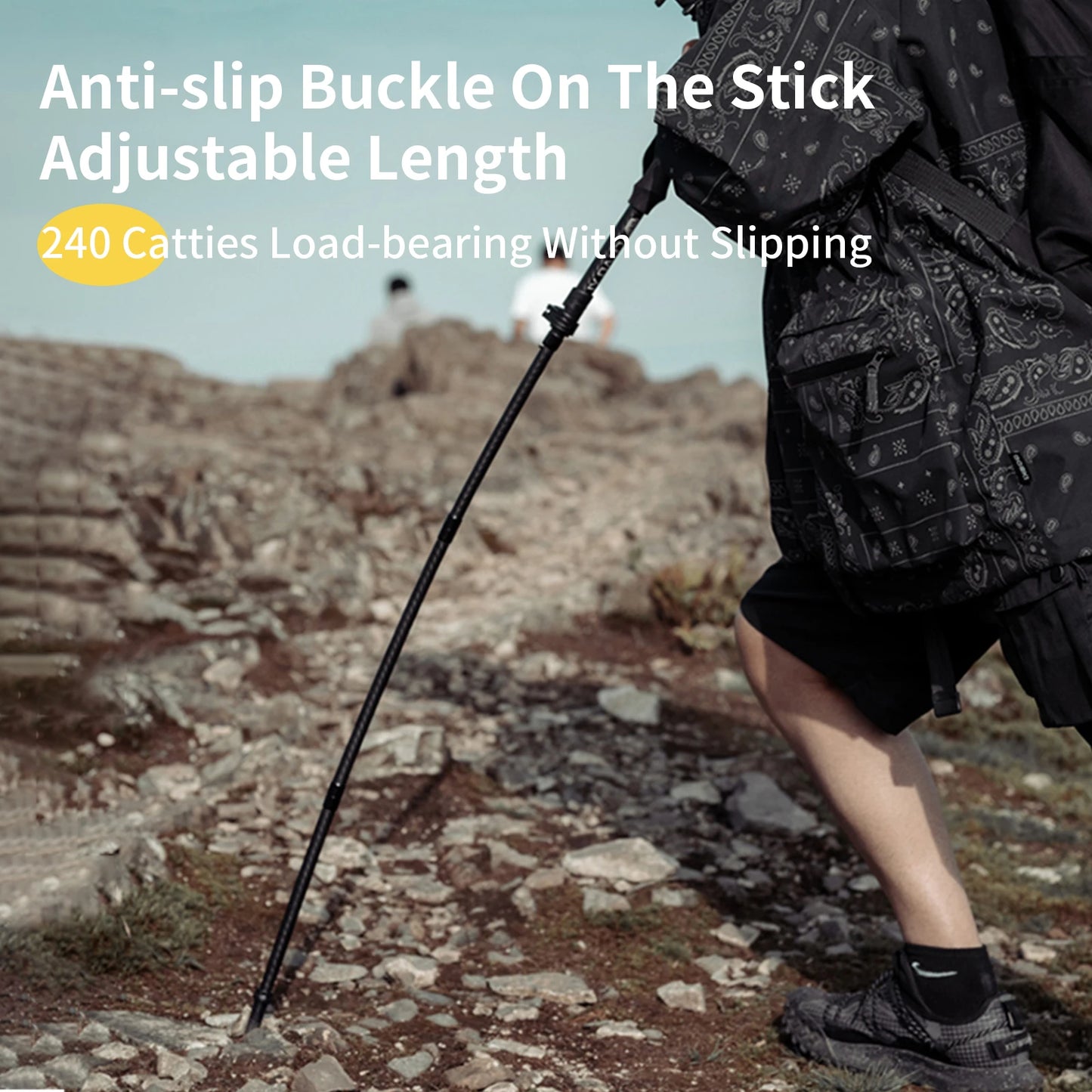 TERROR trekking pole carbon fiber folding ultra-light professional outdoor climbing single telescopic range (112-130CM)