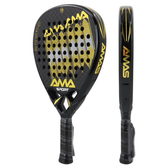 AMASPORT 12K Carbon Fiber Paddle Tennis Racket Dynamic Air Flow Design High Density EVA Memory Flex Foam Core With Soft Grip