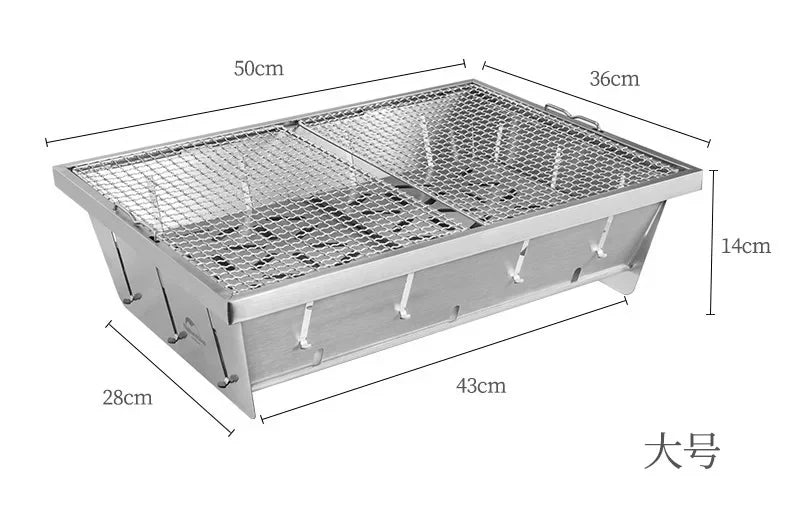 Naturehike-Stainless Steel Folding Barbecue Grill For Home And Outdoor Charcoal Kebabs Smokeless Portable Collapsible Barbecue,L