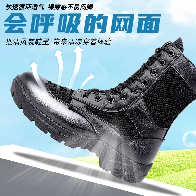 Summer ultra-light combat boots comfortable mesh shoes mountaineering boots men women high-top training boots security shoes