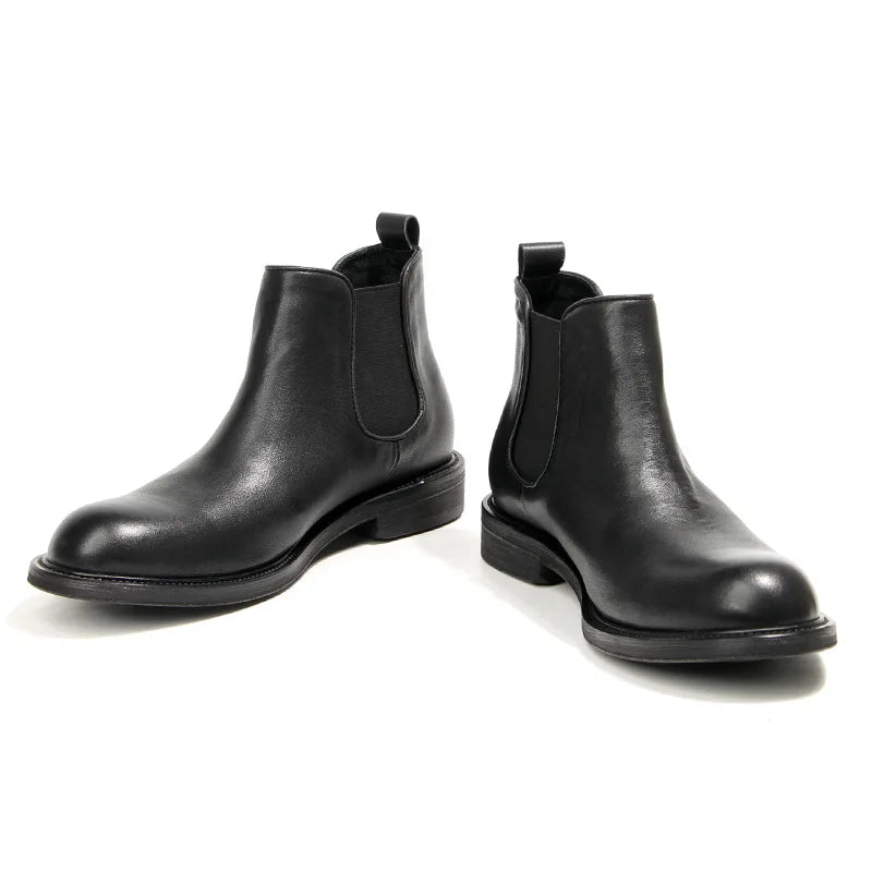 Vintage Man Western Boots Genuine Leather High Calf Shoe For Men Comfortable Slip On Designer Shoes Ankle Boots Male Shoe A223