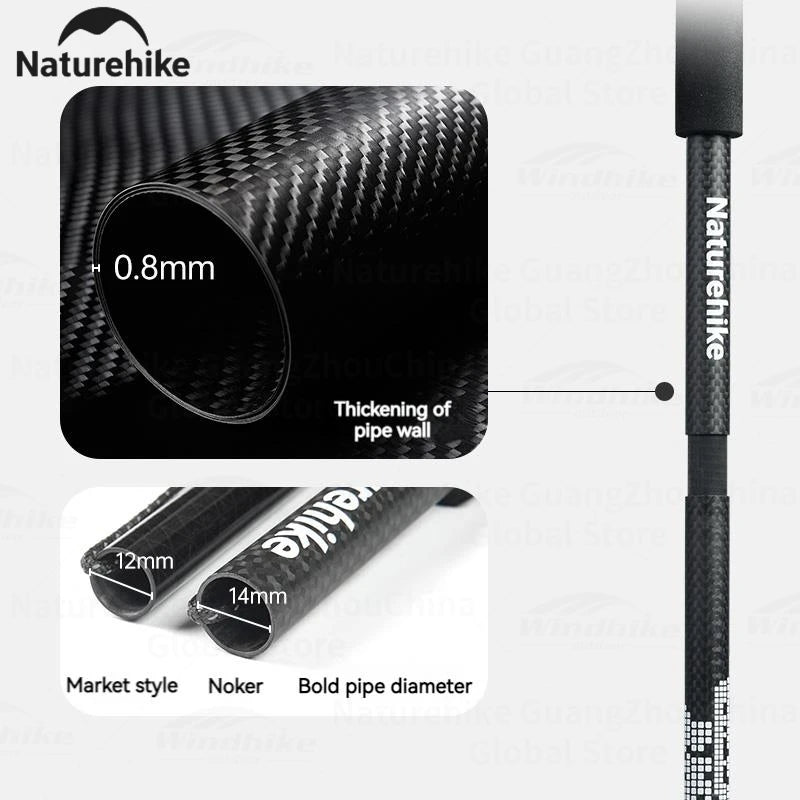 Naturehike 3K Carbon Fiber Collapsible Telescopic Sticks Trekking Pole Folding Portable Walking Stick Staff for Hiking Climbing