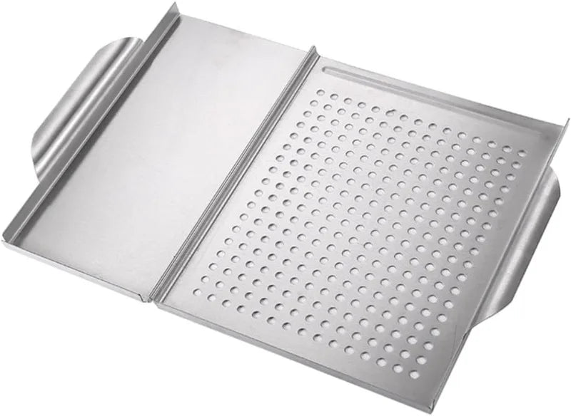 Stainless Steel Griddle Grill Pan 2-in-1 Stove Top Grill Plate Grilled Pan Vegetable Plate Grill Barbecue Trays Outdoor Grilling
