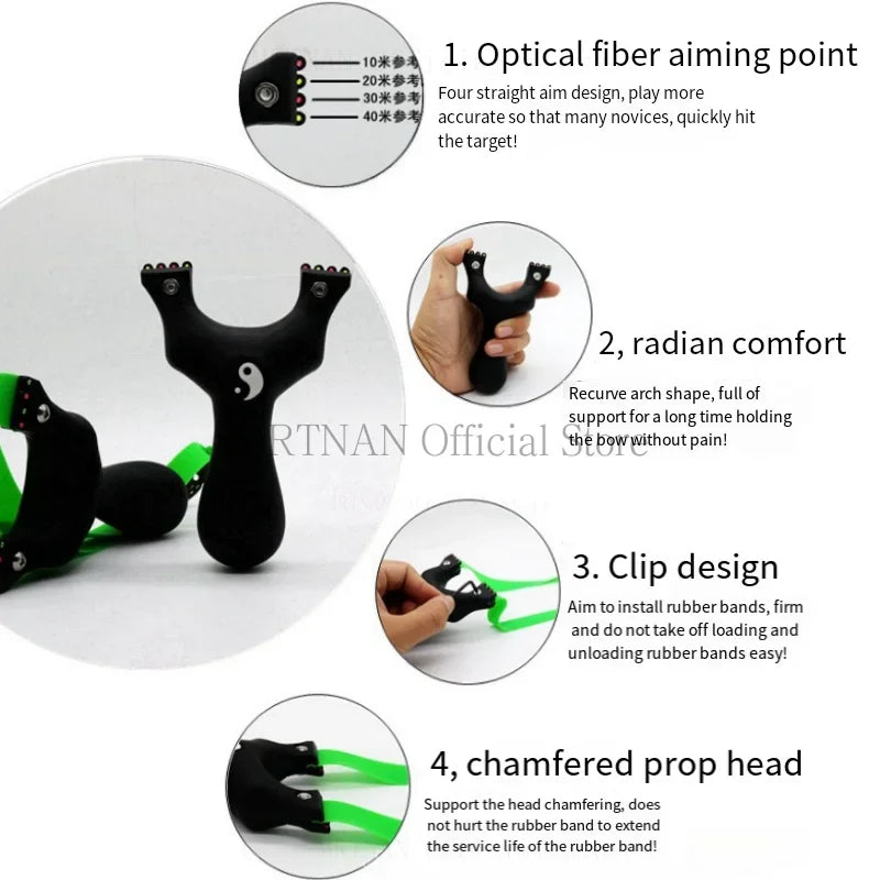Outdoor Hunting Shooting Catapult Entertainment Accessories Toys Hunting Resin Slingshot Catapult with Flat Rubber Band for Hunt