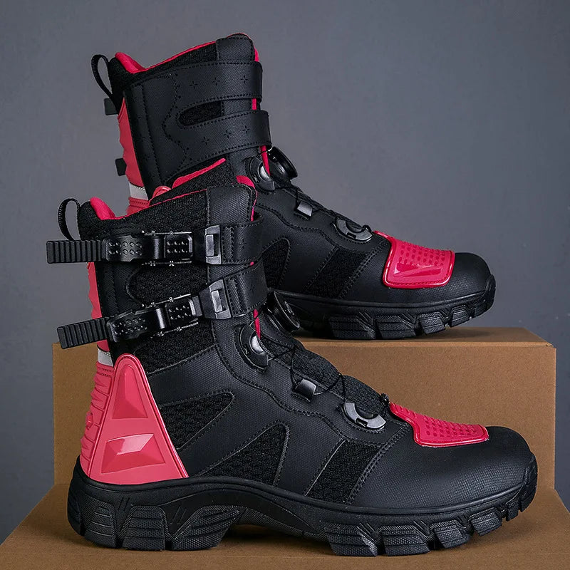 Motorcycle Boots Men's Mid-Calf Motocross Races Protective Boots Outdoor Breathable Non Slip Motos Sports Shoes Botas Moto Hombr