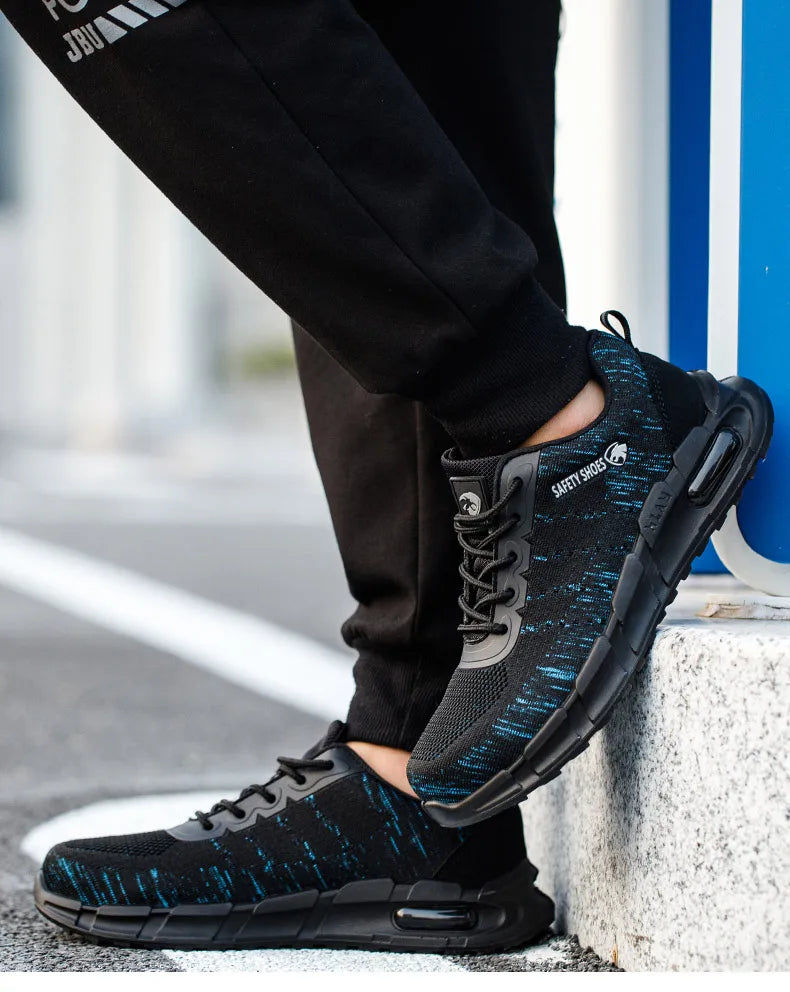 Security Anti-static Men Work Shoes Anti Puncture Anti Smashing Safety Shoes Air Cushion Indestructible Sneakers Breathable Mesh