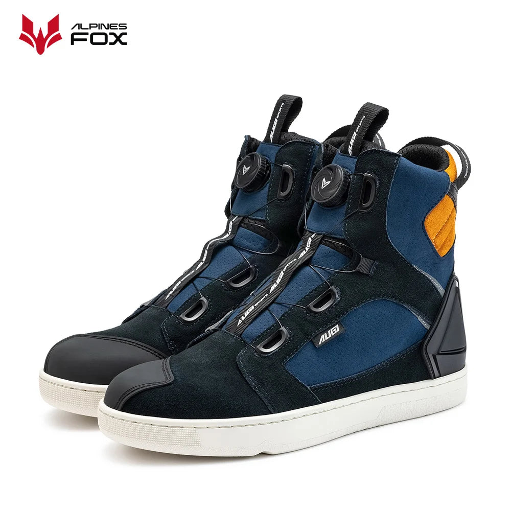 Motorcycle Rider Protective Boots Men Casual Breathable Sports Shoes Rubber Gear Shift Pad Reinforced Toe Motorcycle Sneakers