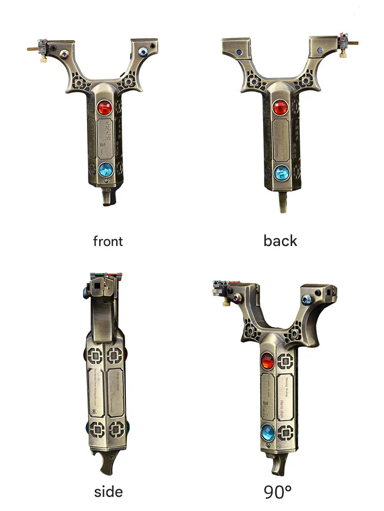 Powerful Alloy Slingshot Outdoor Hunting and Shooting Catapult High Precision Practical Quick Pressure Rubber Band Sligshot