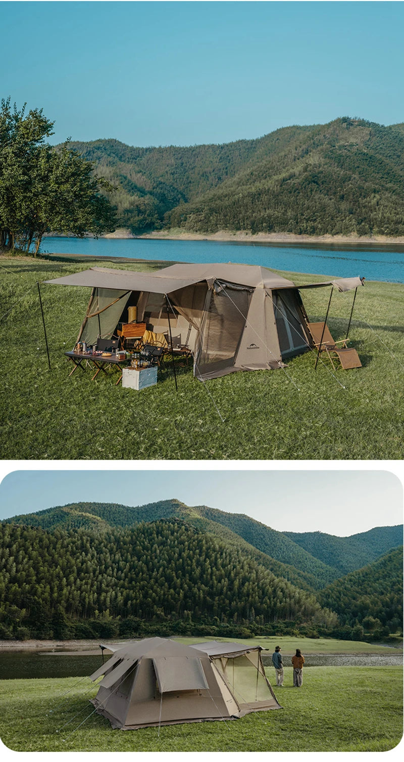 Naturehike Village 13 Automatic Cabin Tent Black Coated Outdoor Camping Picnic Sunscreen 27㎡ 2 Rooms 2 Halls Waterproof Tent