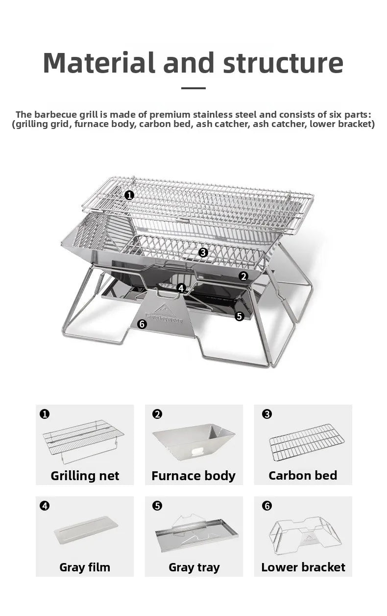 Steel foldable portable barbecue grill MT-3 MT-2 outdoor camping picnic set camping barbecue grill fire pit firewood stove