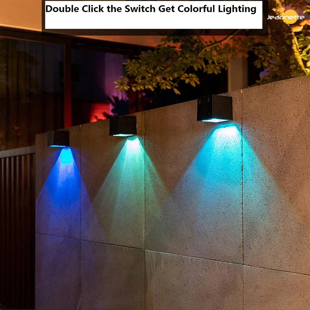 LED Solar Light Outdoor Garden Square Wall Lamp Sunlight Sensor IP65 Waterproof lamp Courtyard for Yard Balcony Fence Decoration