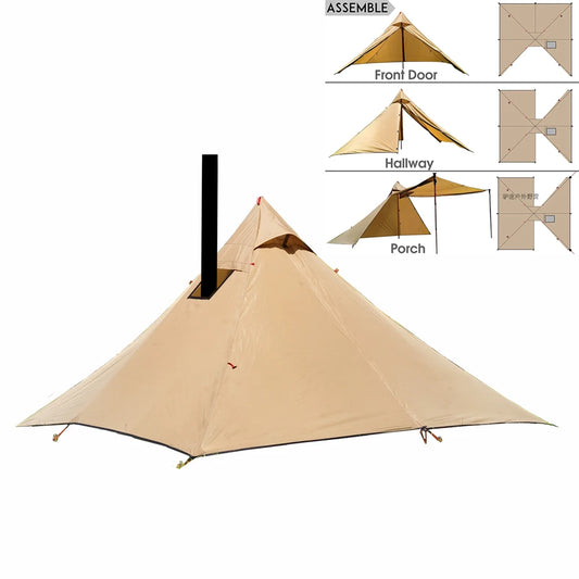 Outdoor 2 People Ultralight Mountain Gear with 2 Door Spire Tent Waterproof Camping tourist with Chimney Hole Hot Tent Camp