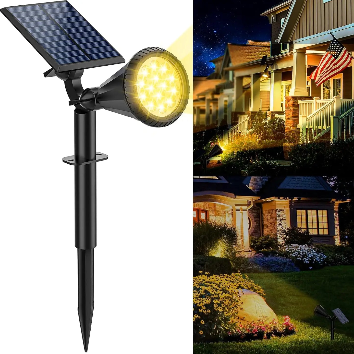 9 LED Solar Lamps Spotlights Outdoor Garden Backyard Waterproof Brightness Adjustable Spot Lights Driveway Lawn Decor Lighting