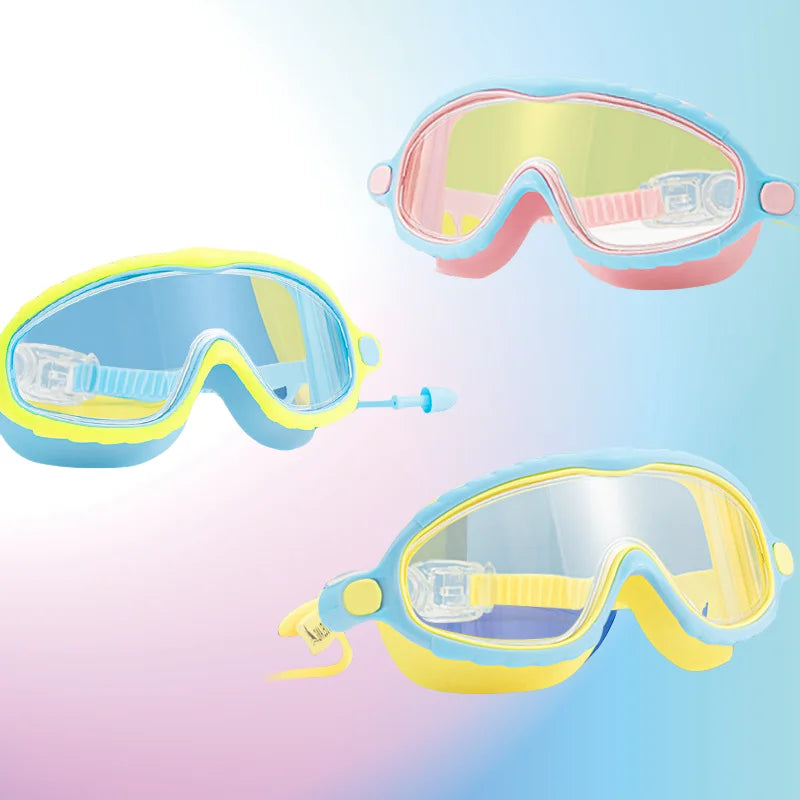 Kids Swimming Goggles for Boys & Girls (3-15 Years) - Big Frame HD View, Anti-Fog, No-Leak, Comfortable Silicone Swim Goggles
