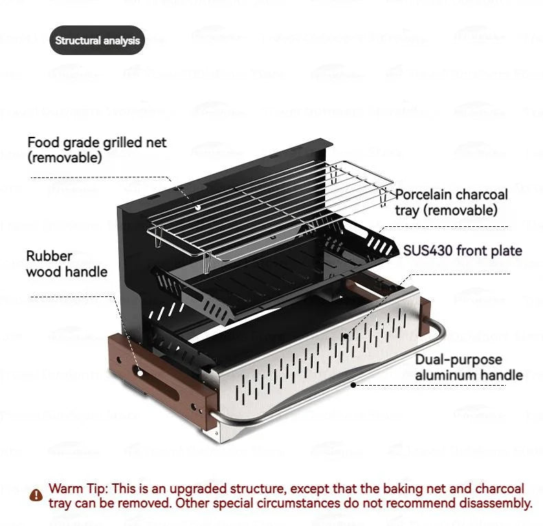 Naturehike Upgrade Barbecue Grill Lightweight Folding Portable Charcoal Burner Camping Outdoor Picnic Tabletop Cooking Stove Box