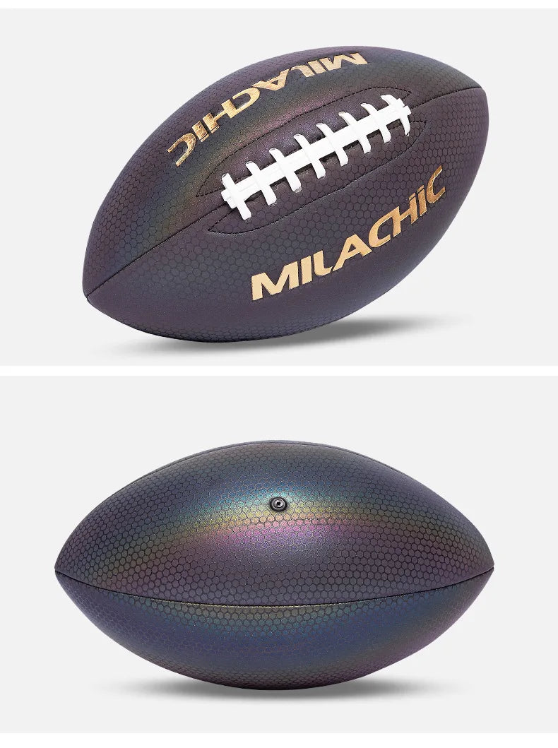 Training Reflective Rugby Ball Professional Grade Ball Toss Kick Practice for Youth Adult, Indoor and Outdoor Use, Size 3, 6, 9