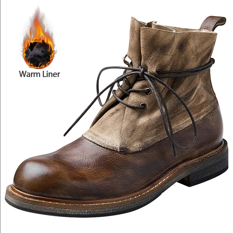 Retro Cowhide Motorcycle Boots Men Quality Breathable Motorbike Leather Boots Wear Resistant Moto Riding Shoes Summer Winter