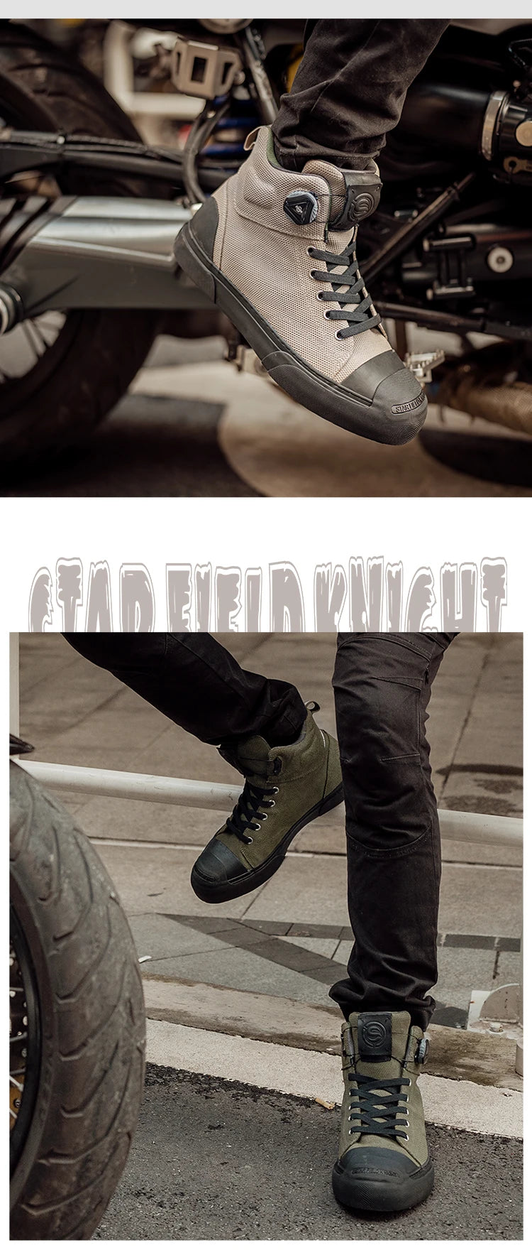 Star Field Knight Green Retro Motorcycle Riding Shoes Comfortable Breathable Hard Protection Wear-resistant Motocross Race Boots