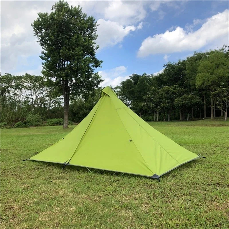 1 Person Ultralight Hiking Camping Tents Backpacking Pyramid Tent Portable Dual Layer Rainproof Rodless Pyramid 4 Season Tent