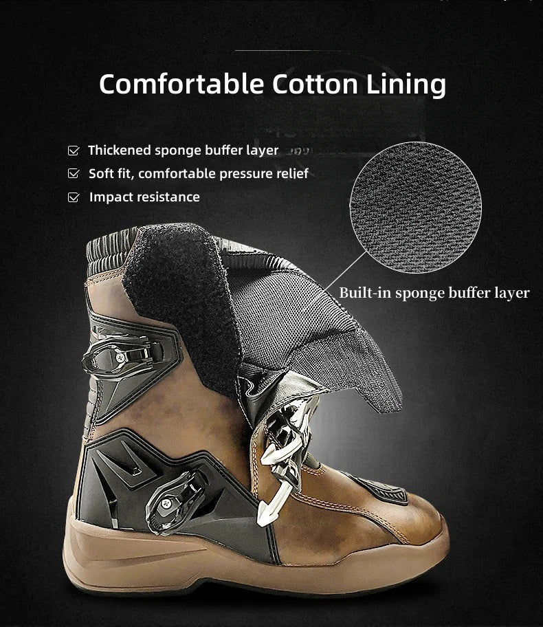 Scoyco Enduro Motorcycle Boots Waterproof Motorcyclist Botas Brown Leather Motocross Boots Off Road Racing Black For Men Knight