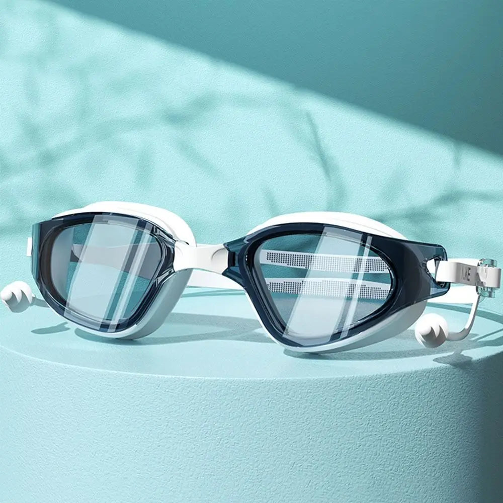 Portable Big Frame Swimming Goggles Silicone Swim Glasses with Earplugs Professional Men Women HD Anti-fog Swimming Eyewear