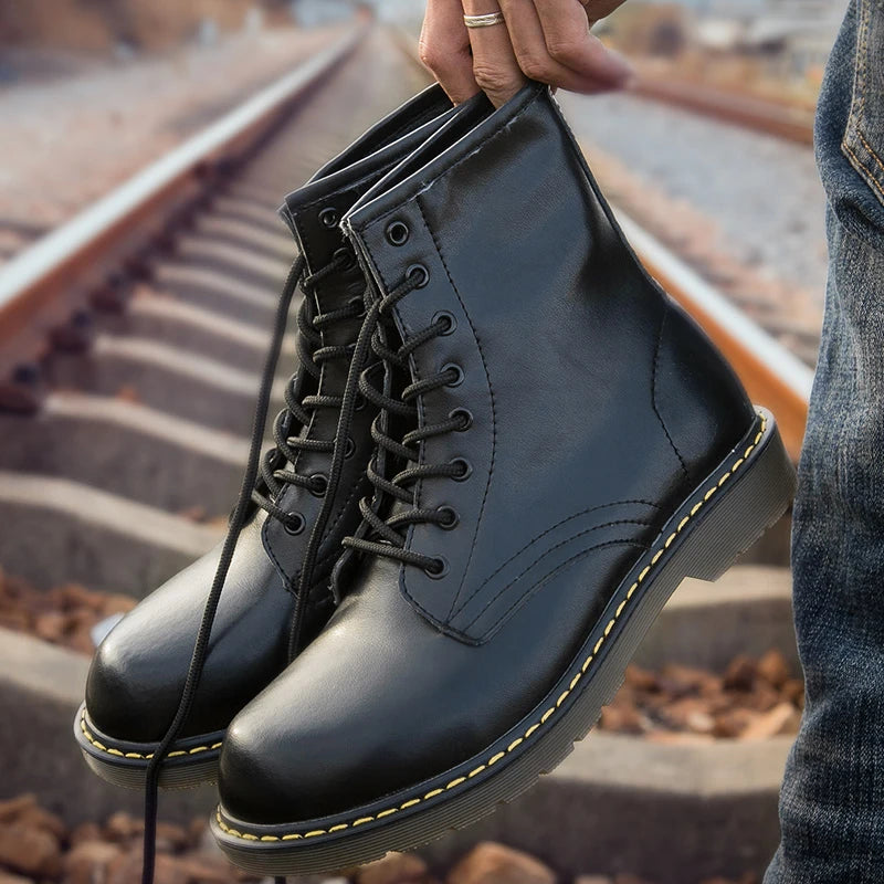 Fashion Men's Boots British Style High Top Casual Sneakers Men Luxury Designer Work Shoes Outdoor Anti slip Motorcycle Boots Mal