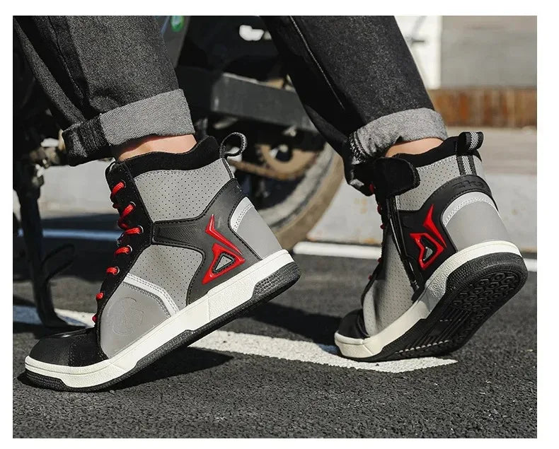 Motorcycle Shoes Men Motocross Boots Motobiker Racing Shoes Toe Cap Hardening Protective Cycling Shoes Summer Breathable Sneaker