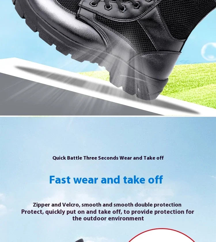 Summer ultra-light combat boots comfortable mesh shoes mountaineering boots men women high-top training boots security shoes