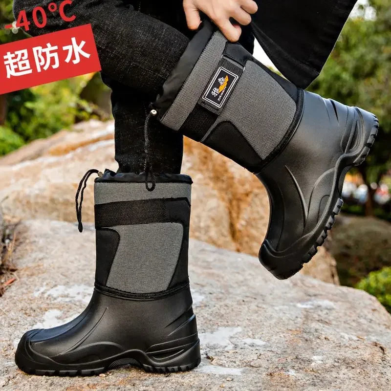 Work Boots for Men Waterproof 2024 Spring New Non-slip Fishing Boots Comfortable Farm Men Boots Winter Plus Cotton Rain Shoes