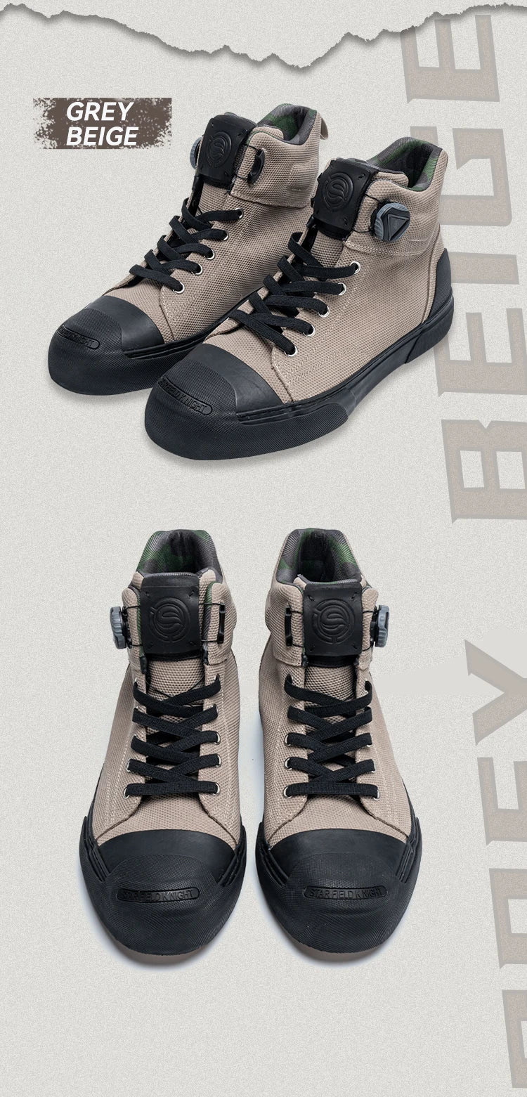 Star Field Knight Green Retro Motorcycle Riding Shoes Comfortable Breathable Hard Protection Wear-resistant Motocross Race Boots