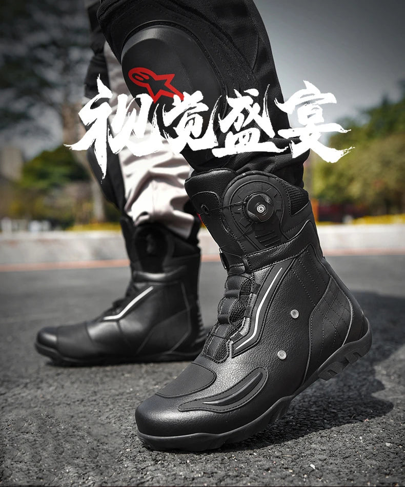 Motorcycle Men Boots Racing Shoes Riding Breathable Soft Boots Durable Off-road Motorbike Anti-kick protection Black Equipment