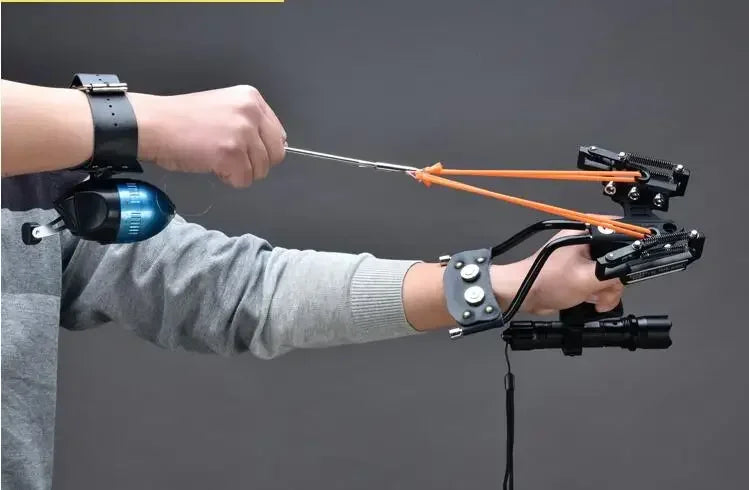 Powerful Slingshot Stainless Steel Slingshot Catapult Hunter Wrist Support SlingShot Outdoor Hunt Hike Bow Catapult HuntingTools
