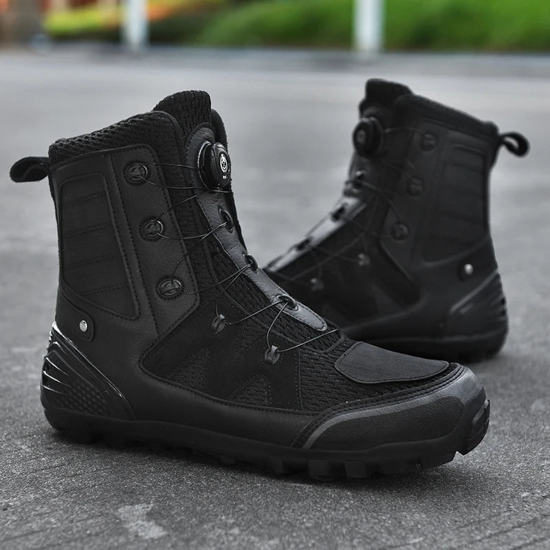Motorcycle Boots Men Moto Riding Boots Four Seasons Breathable Motorcycle Shoes Motorbike Chopper Cruiser Touring Ankle Shoes