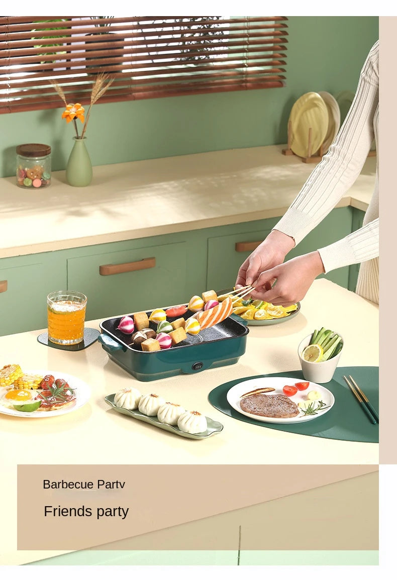 Multifunctional Electric BBQ Grill 26cm Square Mini Electric Baking Tray Pancake Steak Electric Wok  Kitchen Fry Pan Baking Tray